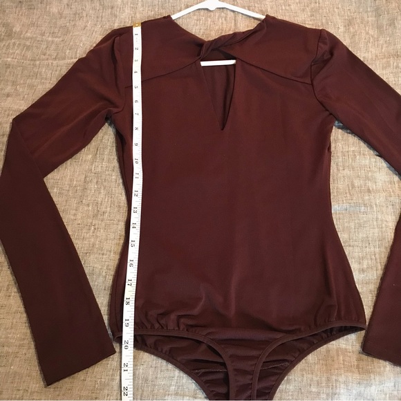 MARCIANO Dark Mauve Color Deep V Cut Body Suit - Picture 4 of 16